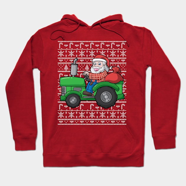 Santa Clause Farmer Tractor Hoodie by E